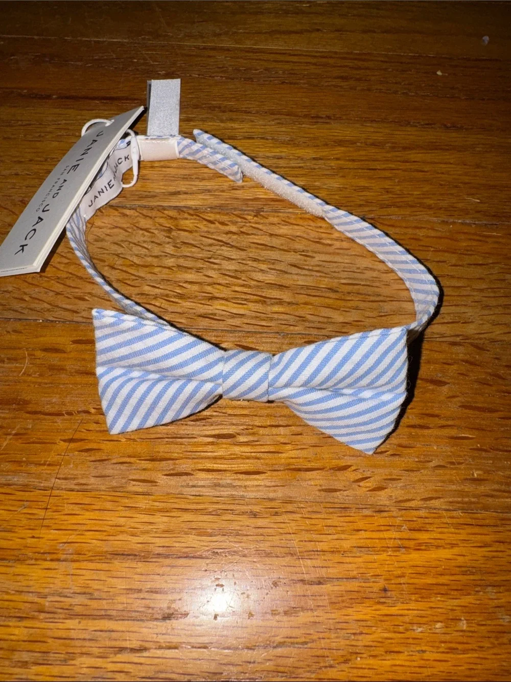 Janie and Jack Little Boy’s Light Blue and White Seersucker Bow Tie